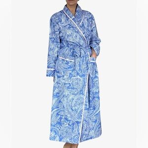 Alexander Del Rossa Blue and White Paisley Robe
